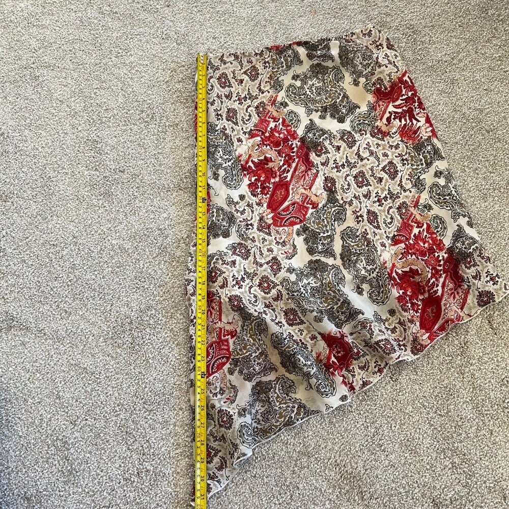 Byer California Paisley Floral Asymmetrical Red & Cream Flowy Lined Skirt M - Picture 8 of 10